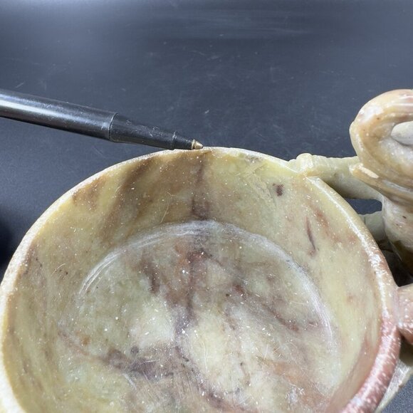 Vintage Chinese Soapstone Stone Carved Elephant Dish Tray Votive Holder Decor - Picture 6 of 13